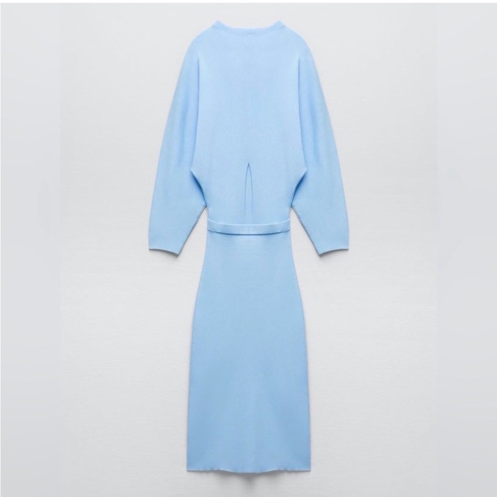 ZARA LIMITED EDITION Baby Blue Knit Bandage Stretch Midi Small NWT